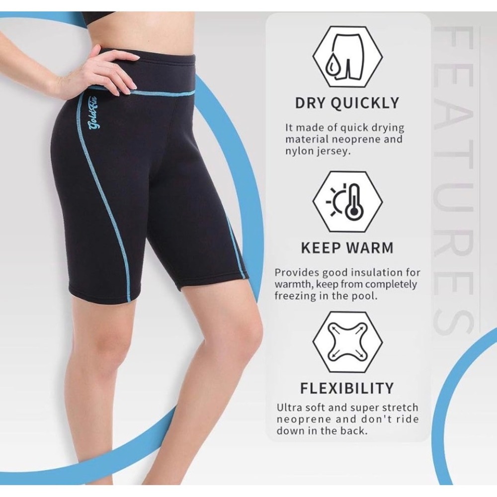 GoldFin Neoprene Wetsuit Shorts Women Small Black Thermal Swim Bottom Scuba Swim
